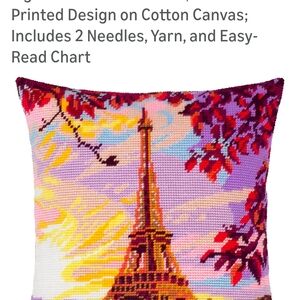Eiffel Tower Crosssyitchy Pillow Cover